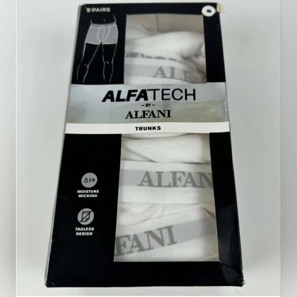 Alfani Men's Alfatech White Tagless Boxer Trunks - 5 Pack Size XL NIB BT-3115